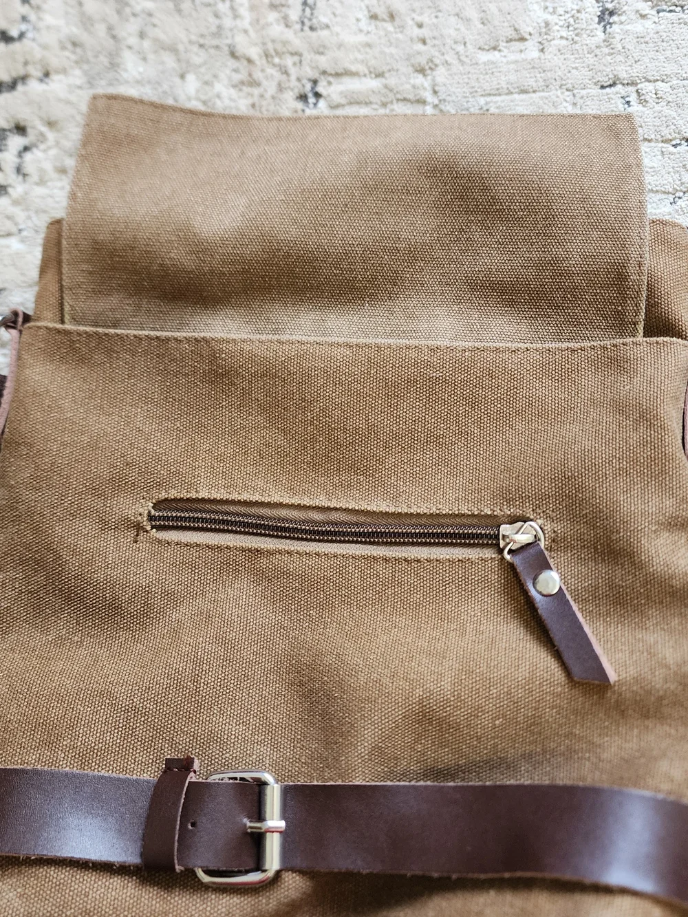 Gustin Brown Canvas Crossbody Bag for Men